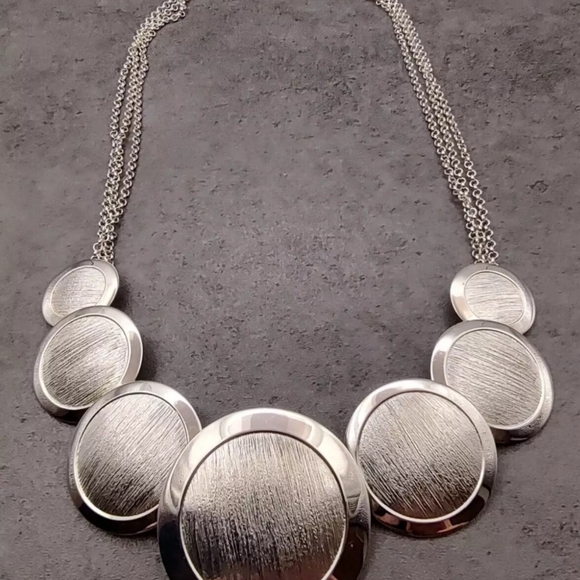 Estate Arte d'Argento Italy Sterling Silver 925 Brushed Disc Circle Necklace 20” - Picture 2 of 9